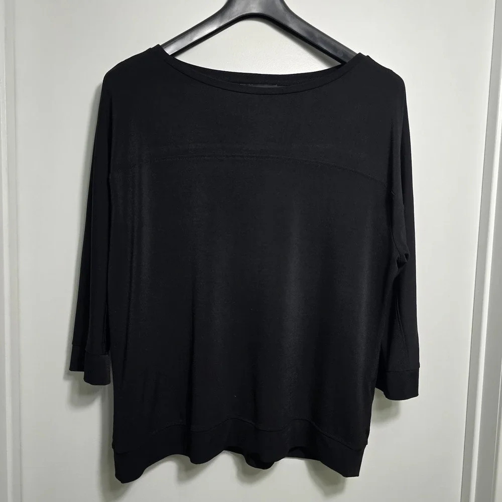 Banana Republic Women's Long Sleeve Top Size L Black Stretch Knit